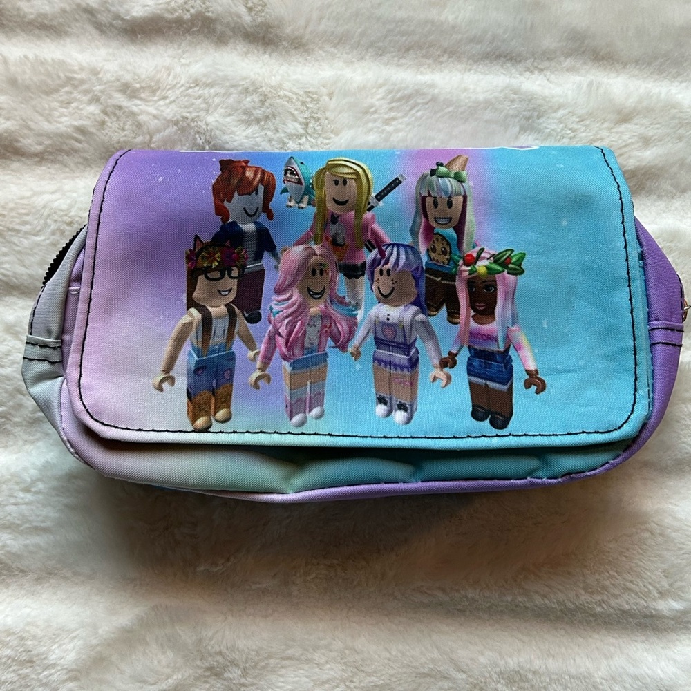 Roblox Double Zipper Canvas Pencil Case Gradient Purple/Blue OS